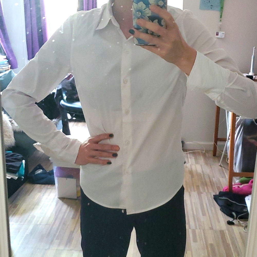 White button down blouse